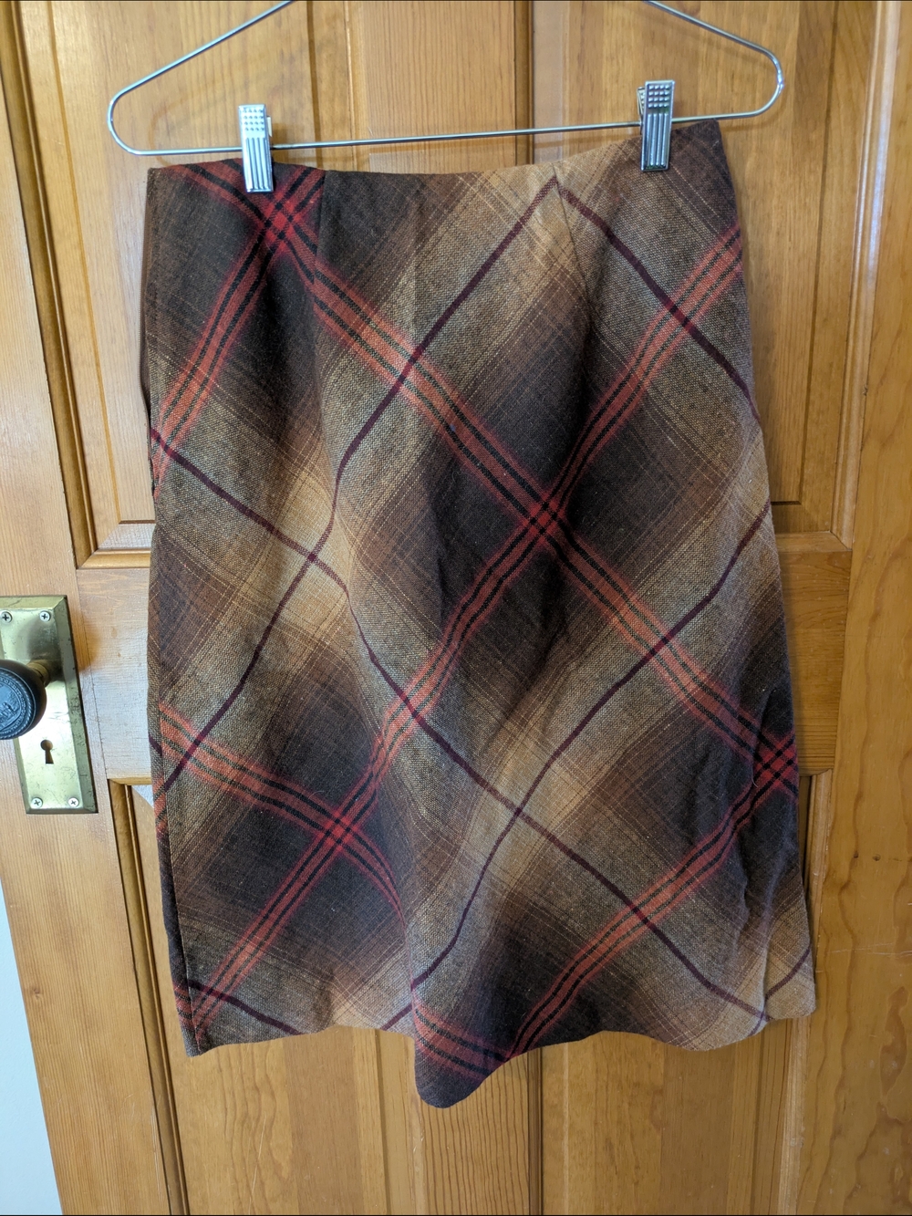 Plaid A-Line Womens Skirt in Brown and Rust